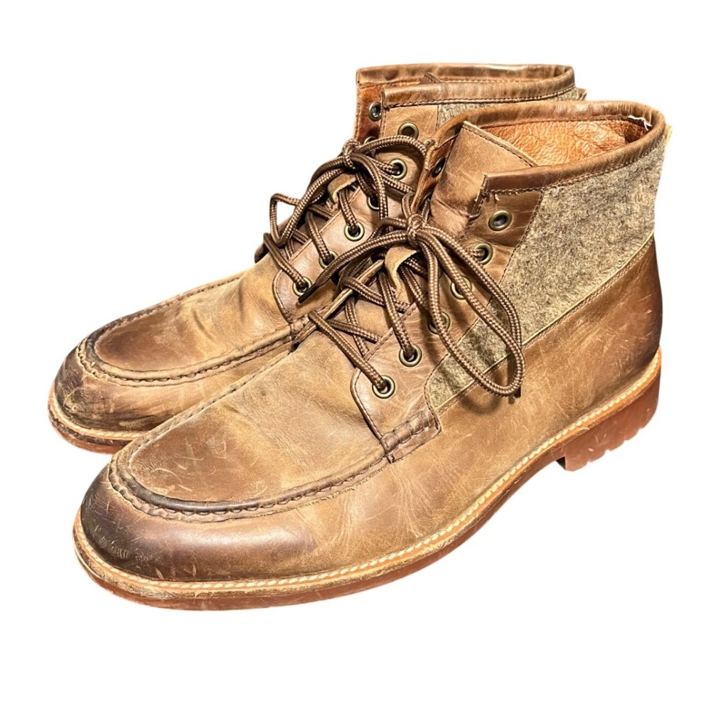 Warfield & Grand Brown Leather Lace-Up Moc Toe Boots